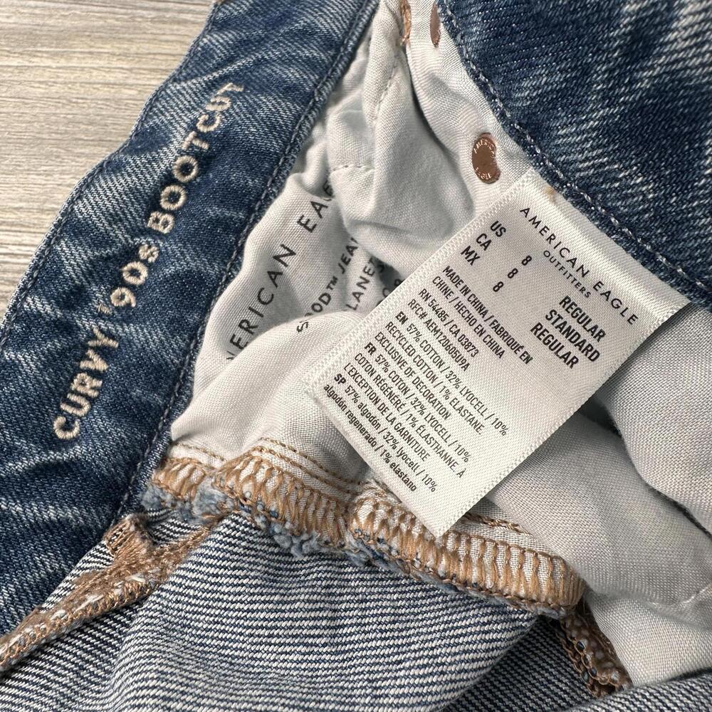 American Eagle Jeans Womens 8 Reg 30x30 Light Wash Curvy 90's Bootcut Rayon Y2K - Picture 2 of 8
